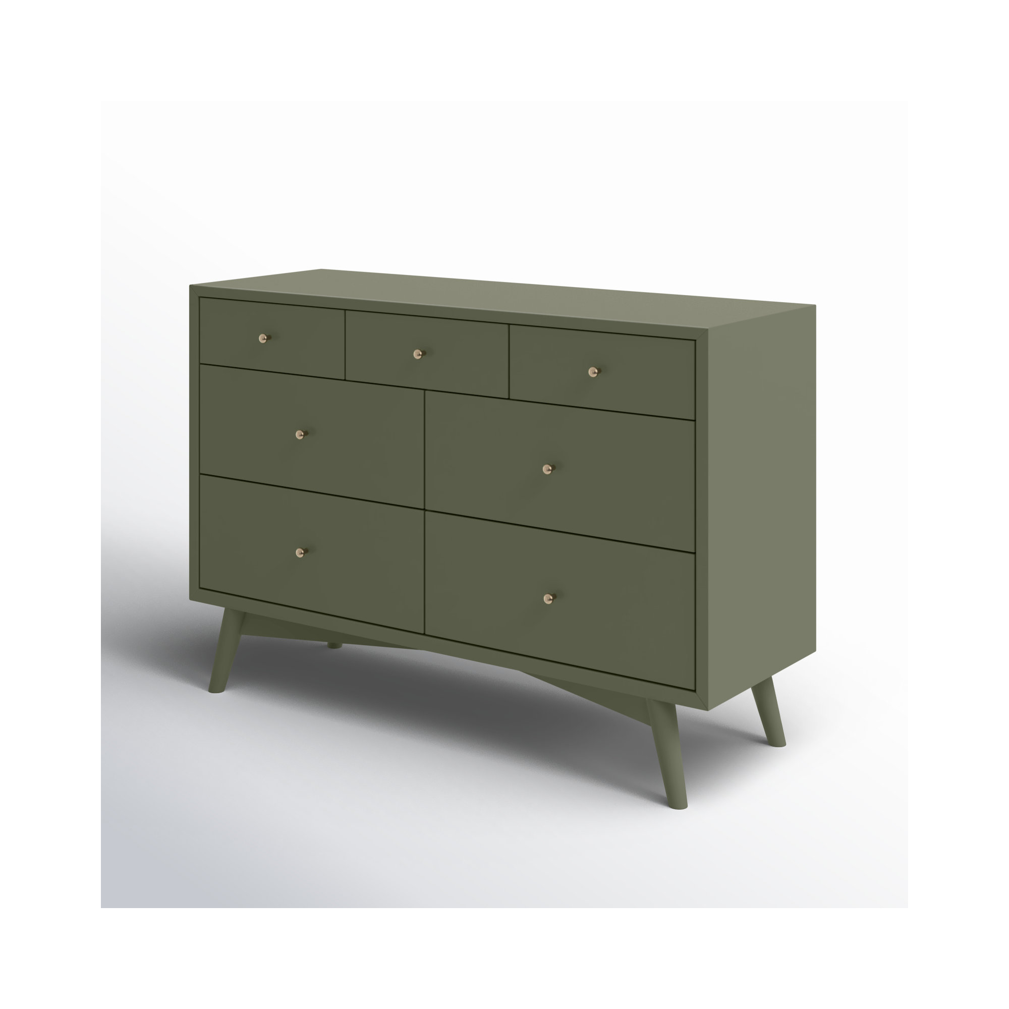 Palma 7 Drawer 53" W Double Dresser, Olive