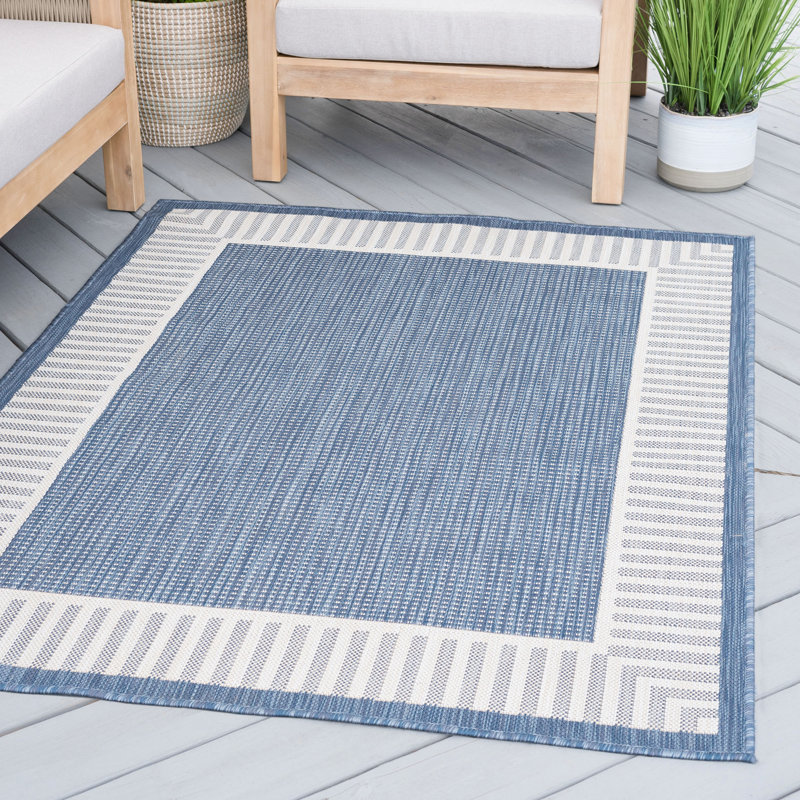 Tapis bleu à tissage plat Dexter, Tapis de couloir 2 pi 8 po x 9 pi 10 po