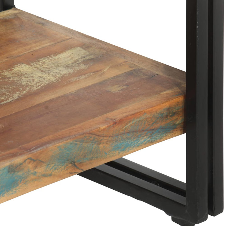 Bibliothèque en bois de manguier massif, Brun / noir, (3 tablettes) H 31,5 po x l 15,7 po x P 11,8 po
