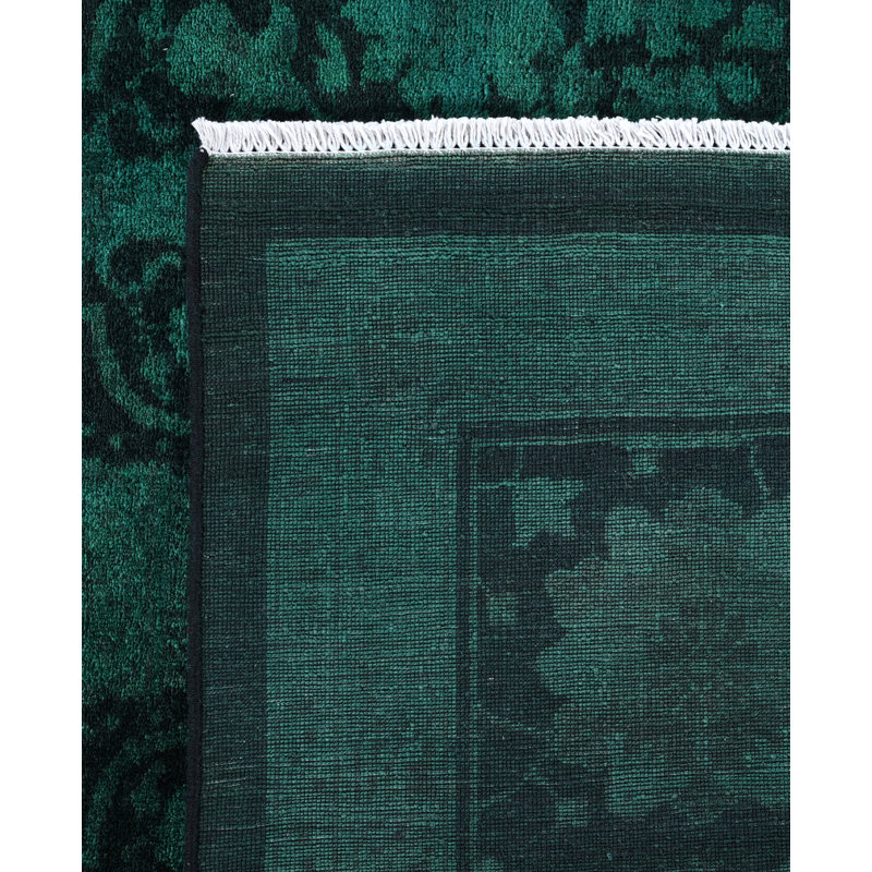 Overdyed Hand-Knotted Wool Modern-Contemporary Green Area Rug 10' 1" x 13' 8"