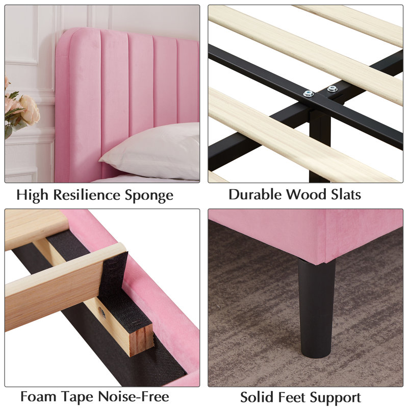 Auxter Upholstered Platform Bed Frame with Adjustable Headboard