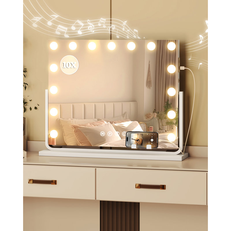 Denas Rectangle Mirror with Hooks, 50.5cm H x 58cm W