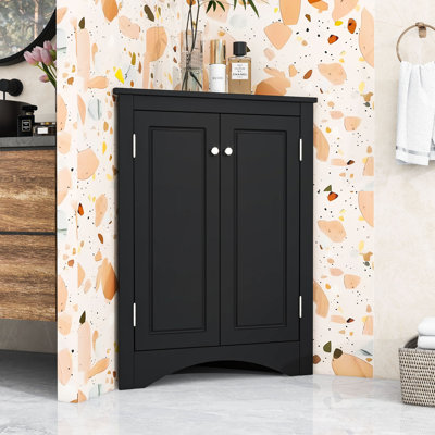 Freestanding Triangle Bathroom Storage Cabinet with Adjustable Shelves