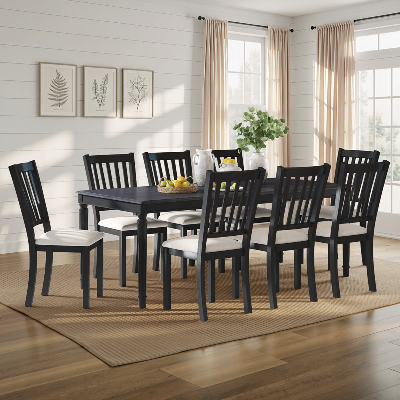 Ensemble de salle à manger rectangulaire en bois massif pour 8 personnes, gris / blanc, Gris, Gris/beige