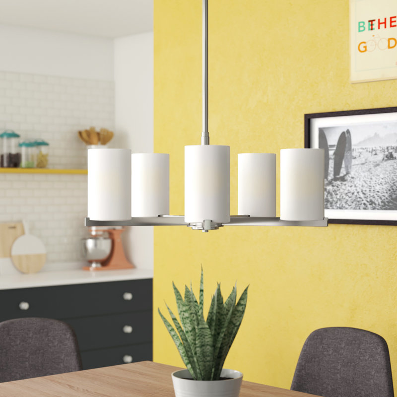 Lustre classique Spoutnik 5 lumières Delvin, Nickel brossé