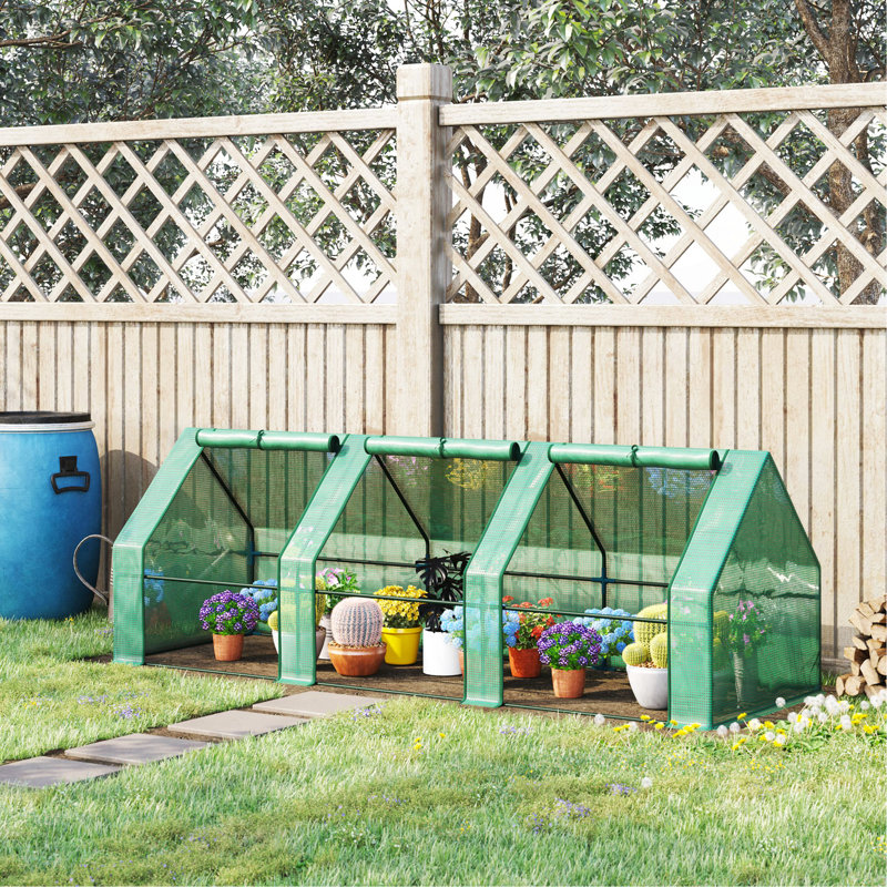 9' X 3' X 3' Portable Mini Greenhouse Outdoor Garden With Large Zipper Doors And Water/UV PE Cover, Green