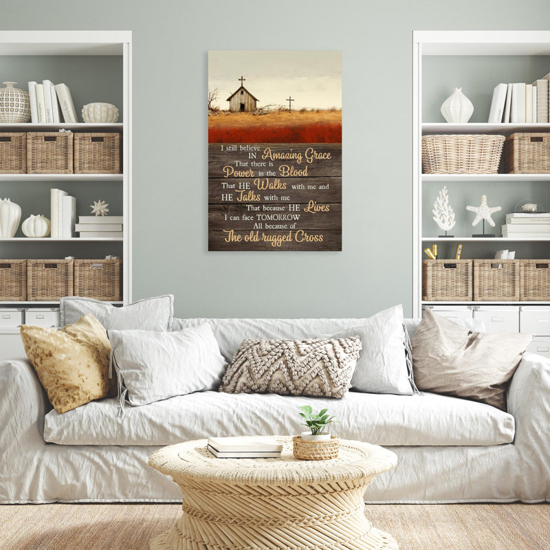 The Old Rugged Cross - 1 Piece Rectangle Graphic A " The Old Rugged Cross - 1 Piece Rectangle Graphic Art Print On Wrapped Canvas "