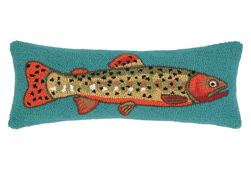 Right Facing Trout Wool Hook Throw Pillow