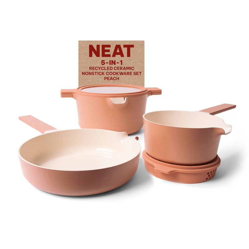 Alva 5-in-1 Peach Ceramic Nonstick Cookware Set
