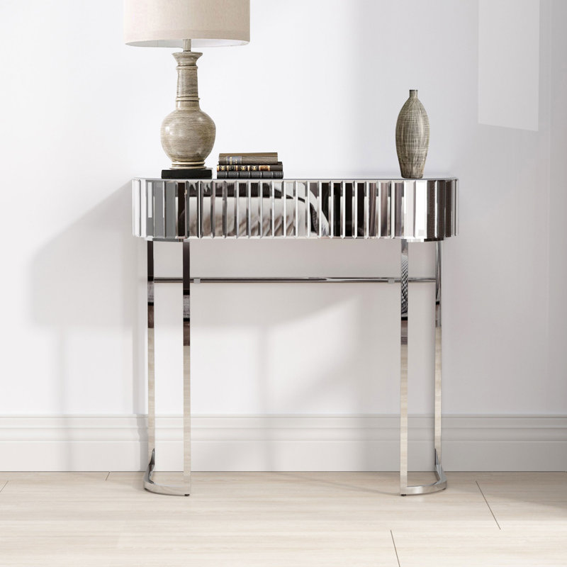 Berislav 33.46'' Glass Top Console Table