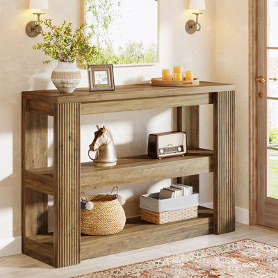 41" Console Table with 3-Tier Storage Shelves, Farmhouse Entryway Table Narrow Sofa Table Behind Couch for Living Room, Hallway, Foyer