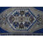 Tapis bleu en laine 20,1 x 46,9 po, motif géométrique traditionnel