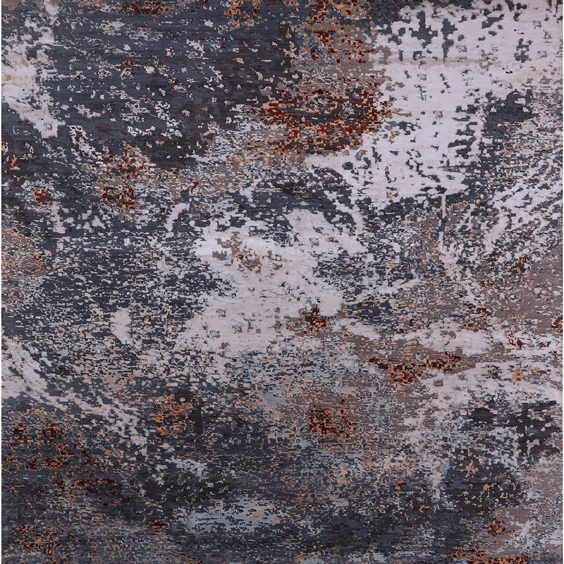 Tapis oriental brun / blanc, Carré 3 pi