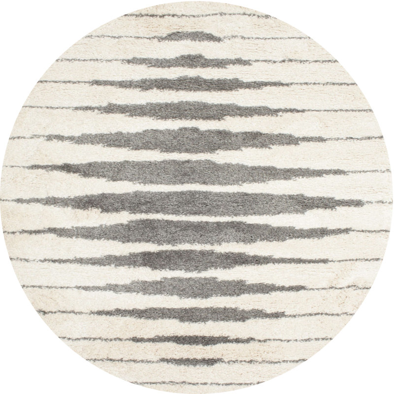 Tapis contemporain gris / noir, Rond 3 pi
