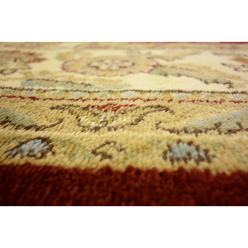 Tapis décoratif rouge/crème à motif oriental Wicklund, Rond 8 pi