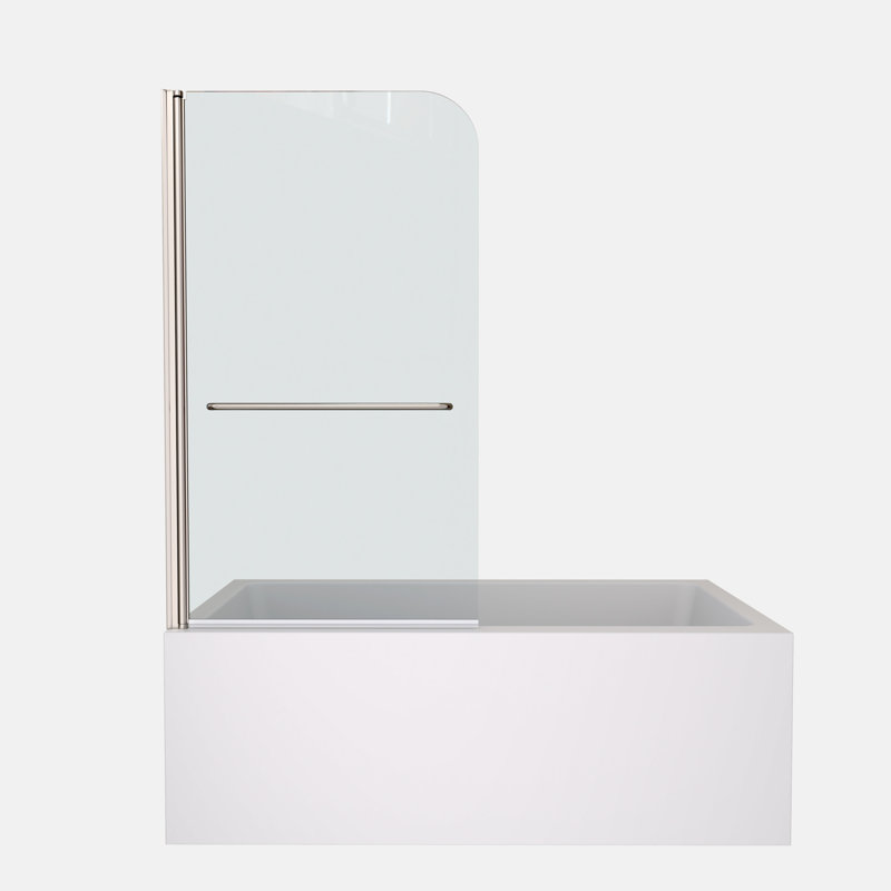 Écran de douche 1/4 "en verre trempé transparent pour baignoire avec barre à serviettes - modèle tendance pour salle de bain 3458