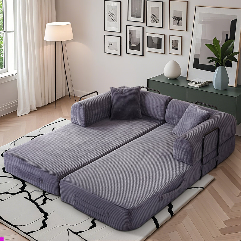 80,7 po. Canapé-lit Corduroy 80 po, Gris