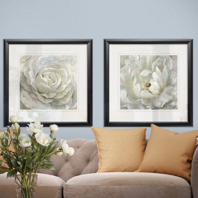 Petal Perfect - Matted and Framed Under Acrylic Glass, Set of 2, Large Living Room Wall Art