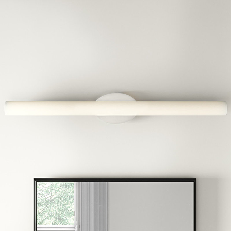 Delphine Single Frosted Dimmable LED Bath Bar, Brushed Nickel