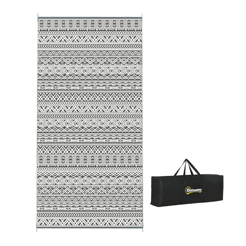 Reversible Outdoor Rug, Waterproof Plastic Straw Floor Mat, Portable RV Camping Carpet with Carry Bag, Large Floor Mat for Backyard, Deck, Picnic, Beach Boho