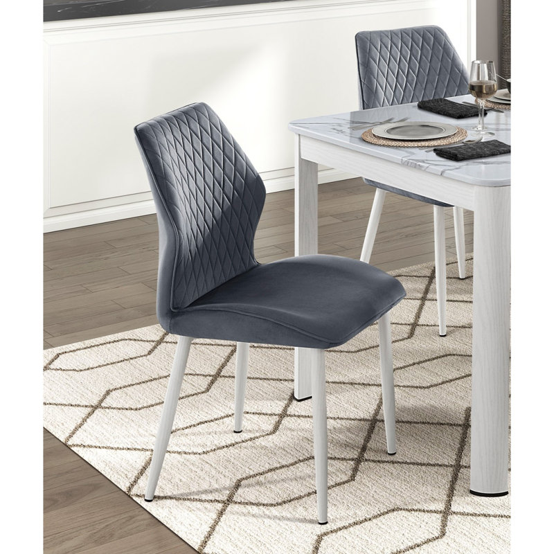 Ensemble de table de salle à manger 5 pièces et 4 chaises d'appoint avec pieds en métal, Gris foncé