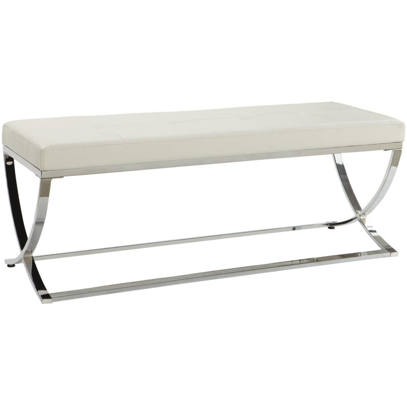 Faux Leather Upholstered Bench, White