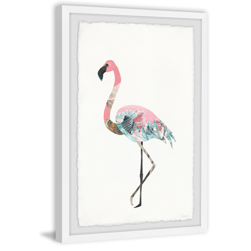 Flamant rose mosaïque - cadre photo, H 12 po x l 8 po x P 1,5 po