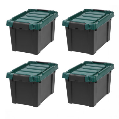 5 gallons Bac de rangement en plastique Remington Store-It-All, contenants robustes, noir (paquet de 4)