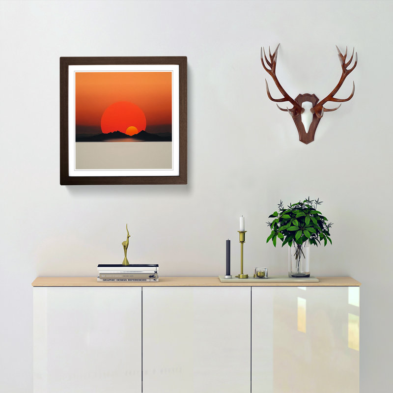 Japanese Sunset Minimalism - Framed Print, Walnut