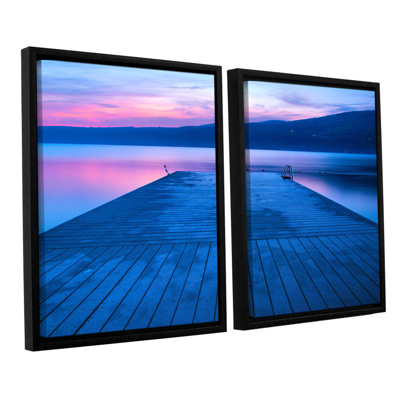 Serene Dawn Lake 2-Piece Framed Canvas Print Set