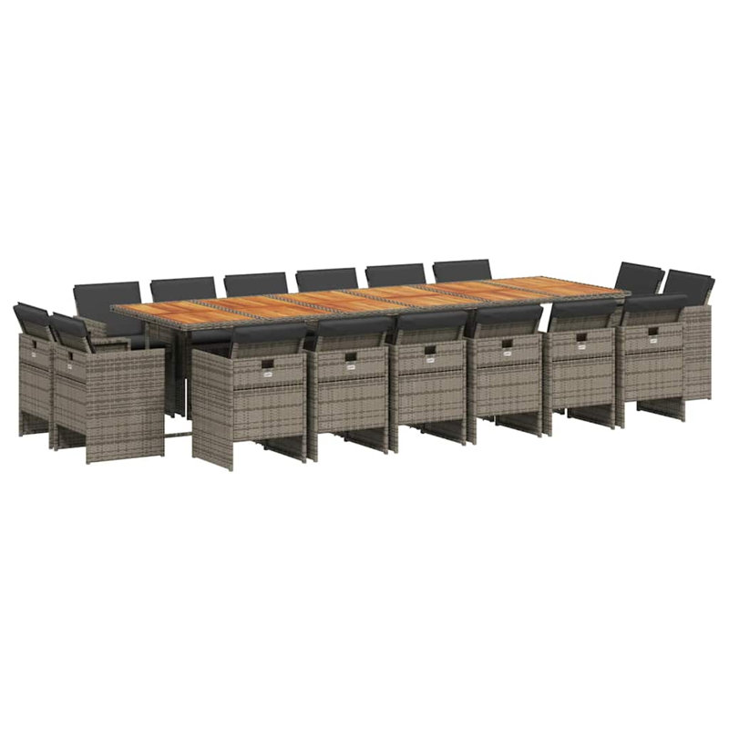 Latitude Run Patio Dining Set With Cushions Poly Rattan, Dark Gray, Gray, 16
