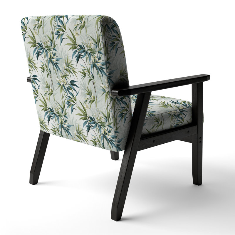 Tropical Zen Bamboo - Upholstered Coastal Arm Chair, Green Accent Chair, Tropical Zen Bamboo IV