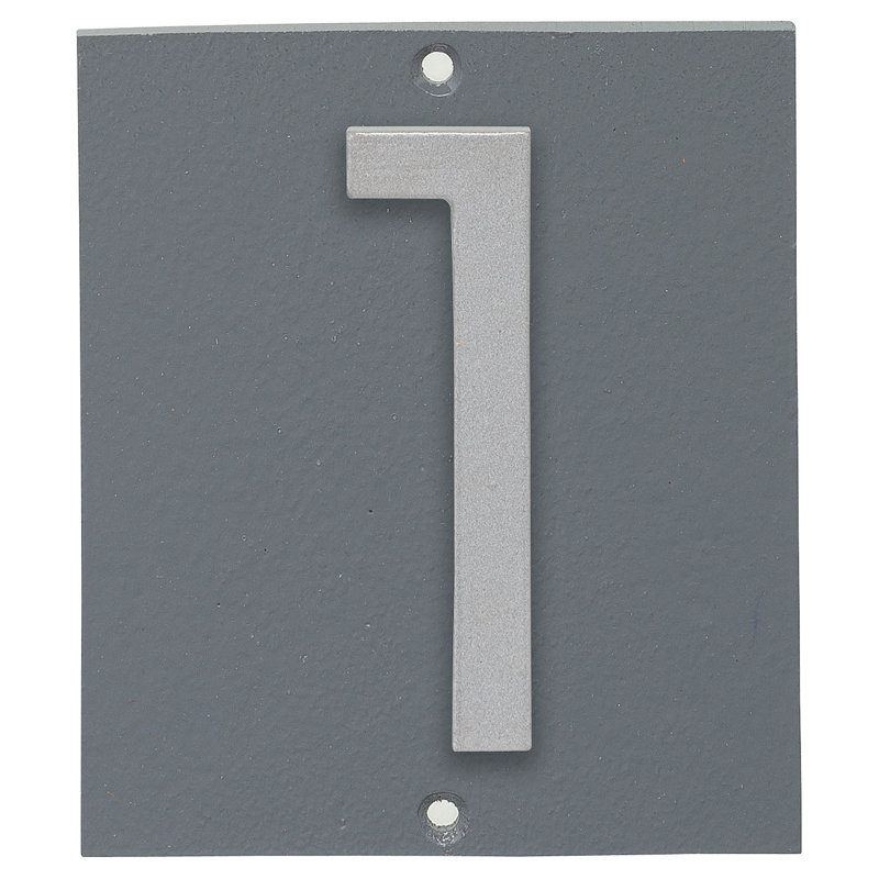Plaque d'adresse verticale à 1 ligne flottante, Gris / argent, Oui
