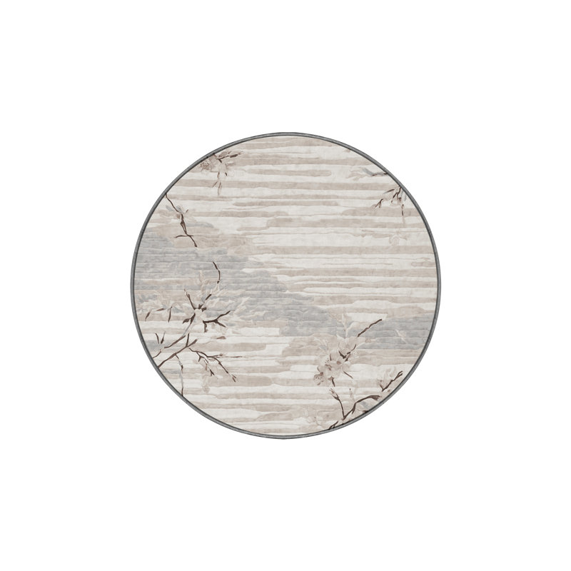 Tapis gris soyeux et moelleux, Rond 5 pi