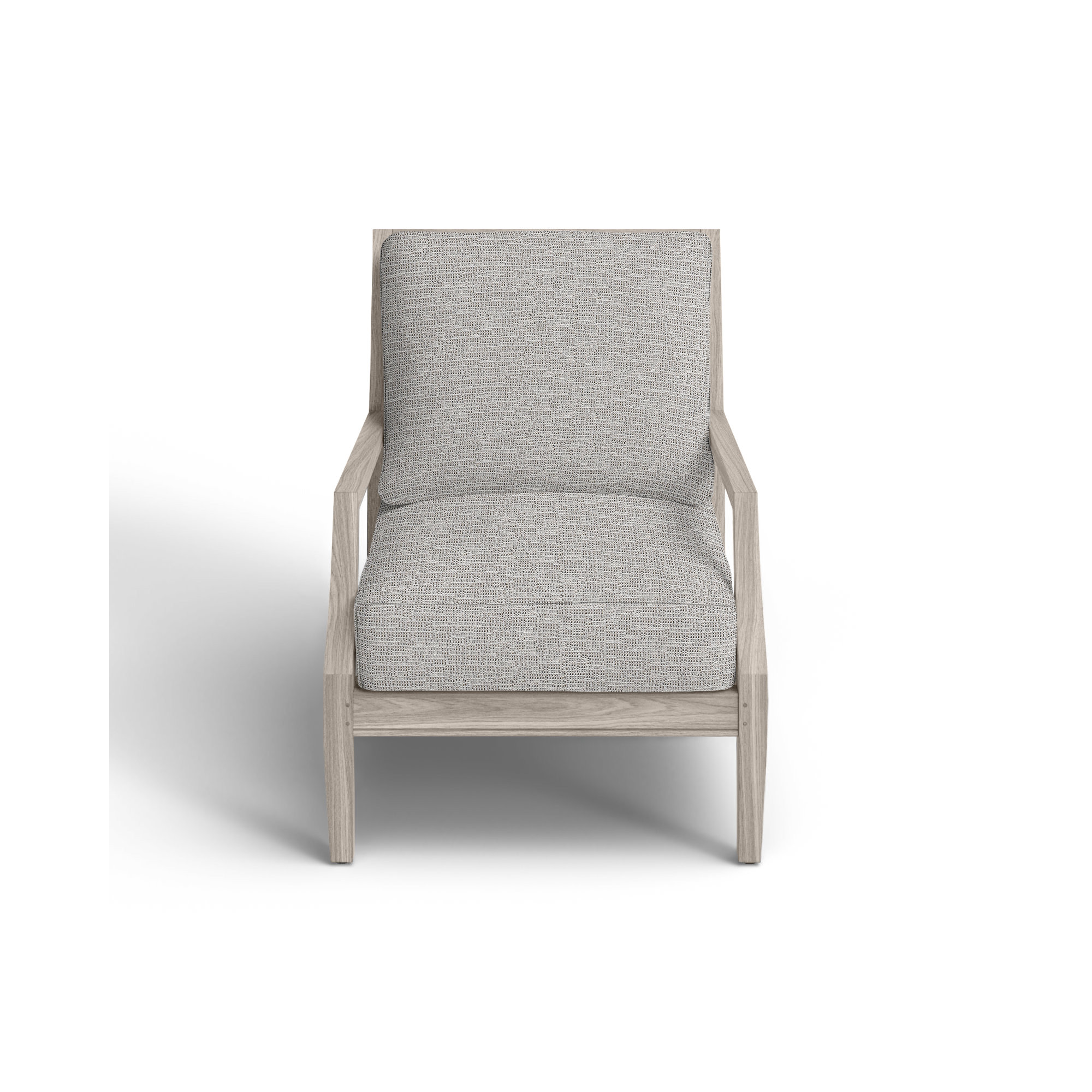 Haley Teak Outdoor Lounge Chair Latticework Back, Tweed Toffee, No welt + Standard fill, Oyster Teak