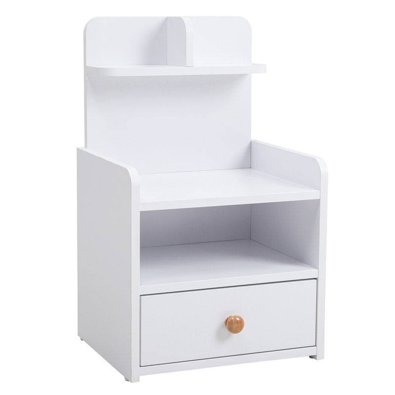 Boaz 36.5cm W Manufactured Wood Bedside Table, White