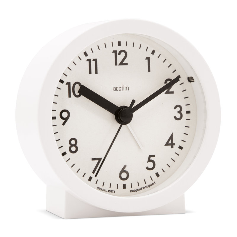 Acctim Gaby Small Analogue Contemporary Beside Alarm Clock, White
