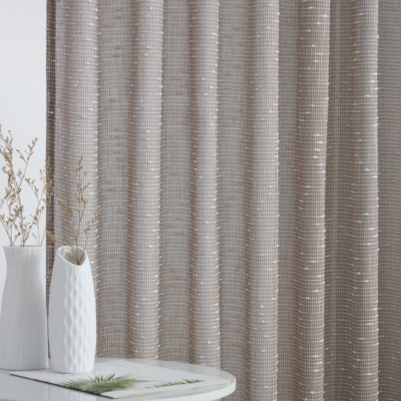 Huttonsville Textured Slub Faux Linen Semi-Sheer Rod Pocket Curtain Panels, 2 Panels, Taupe, 54" W x 96" L
