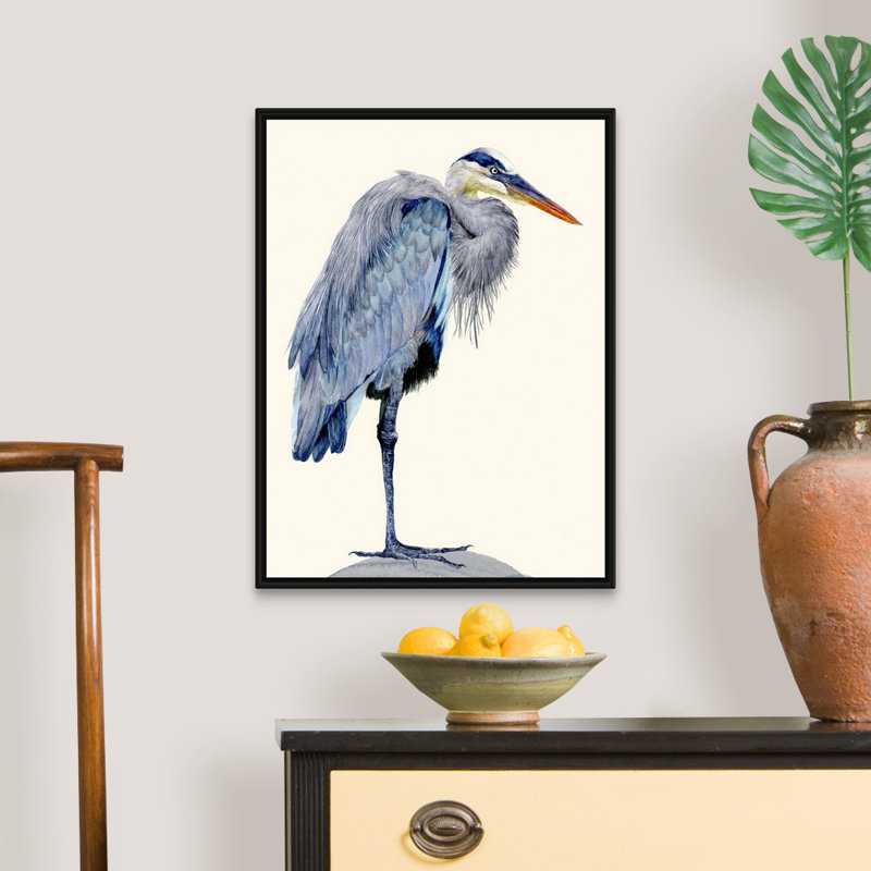 Heron Study II, art mural sur toile, Toile encadrée noire, H 26 po x l 20 po x P 2 po