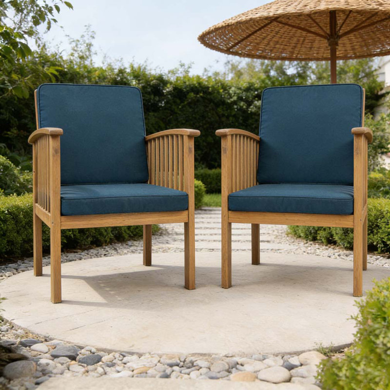 Ensemble de chaises de patio pour club, bleu, Brun