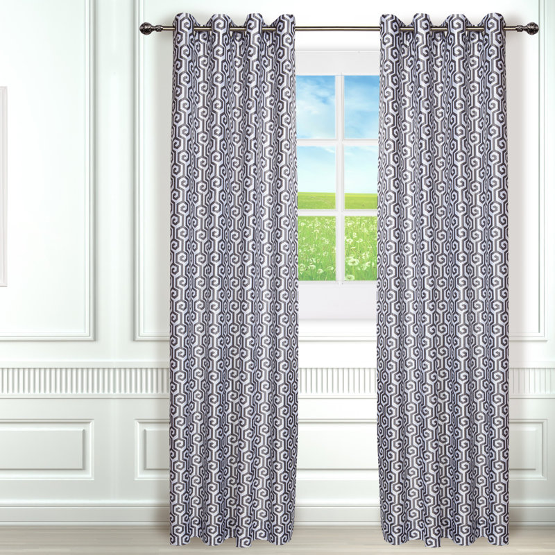 Antigone Room Darkening Curtain Pair, Gray/White
