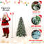 Arbre de Noël de 4 pi avec 747 pointes, baies rouges réalistes et pin naturel, branches pe + neige pour un environnement givré, structure à charnières à installation rapide et simple, métal solide et bien fixé