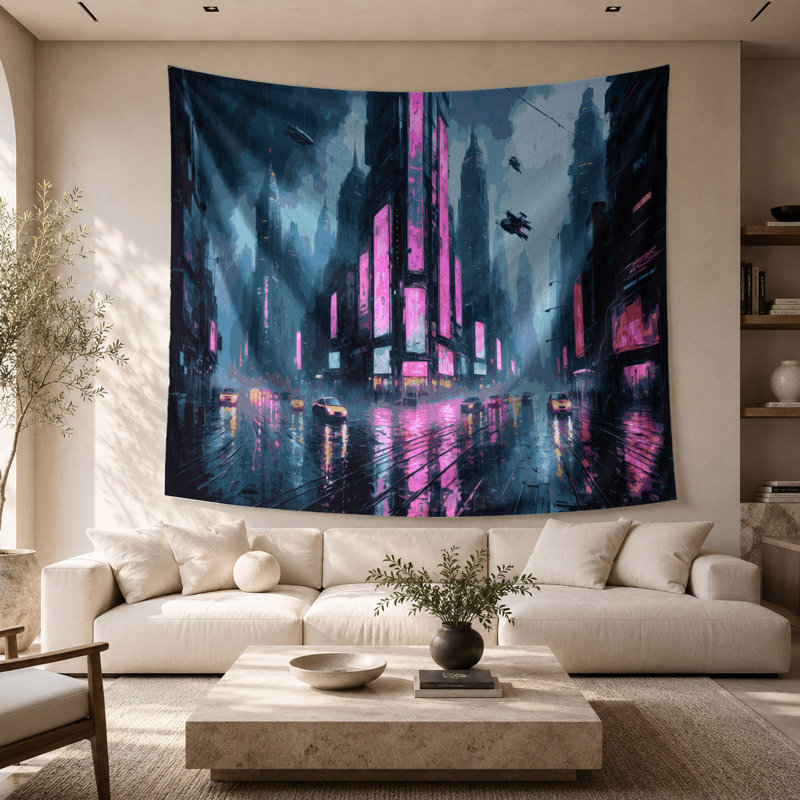 Tapisserie murale Sci Fi Cyberpunk, 68 po x 80 po