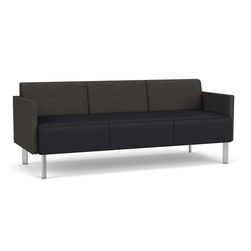 Luxe Lounge Reception Sofa, Silver Steel, Archetype Smoke/Modena Black