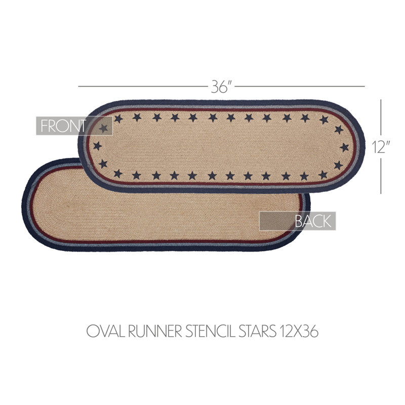 My Country Oval Runner Stencil Stars 12x60, 36" x 12"