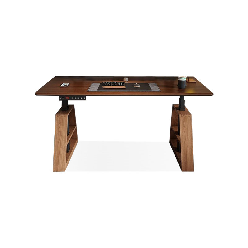 Bureau rectangulaire en bois massif et acier de couleur noyer noir, H 49,21 po x l 70,87 po x P 31,5 po