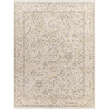 Jinhong Oriental Machine Made Power Loomed Polyester Area Rug in Beige