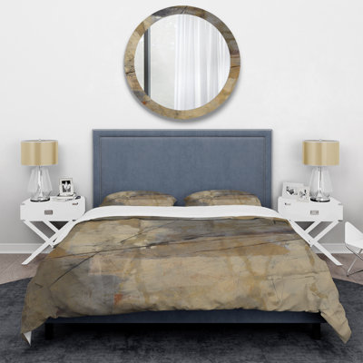 Ensemble de housse de couette Modern Glam Geometric Cream Block I - microfibre de polyester