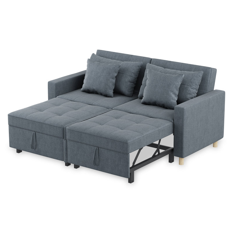 Borchert 2 Seater Fabric Sofa Bed, Dark Grey Linen