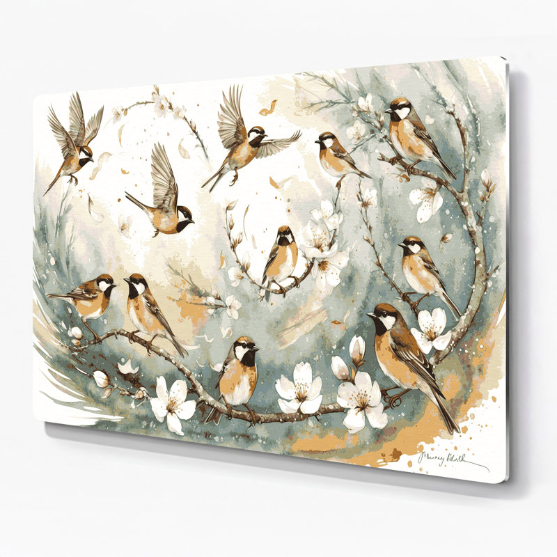 Art mural en métal oiseaux Birds Common, H 12 po x l 18 po